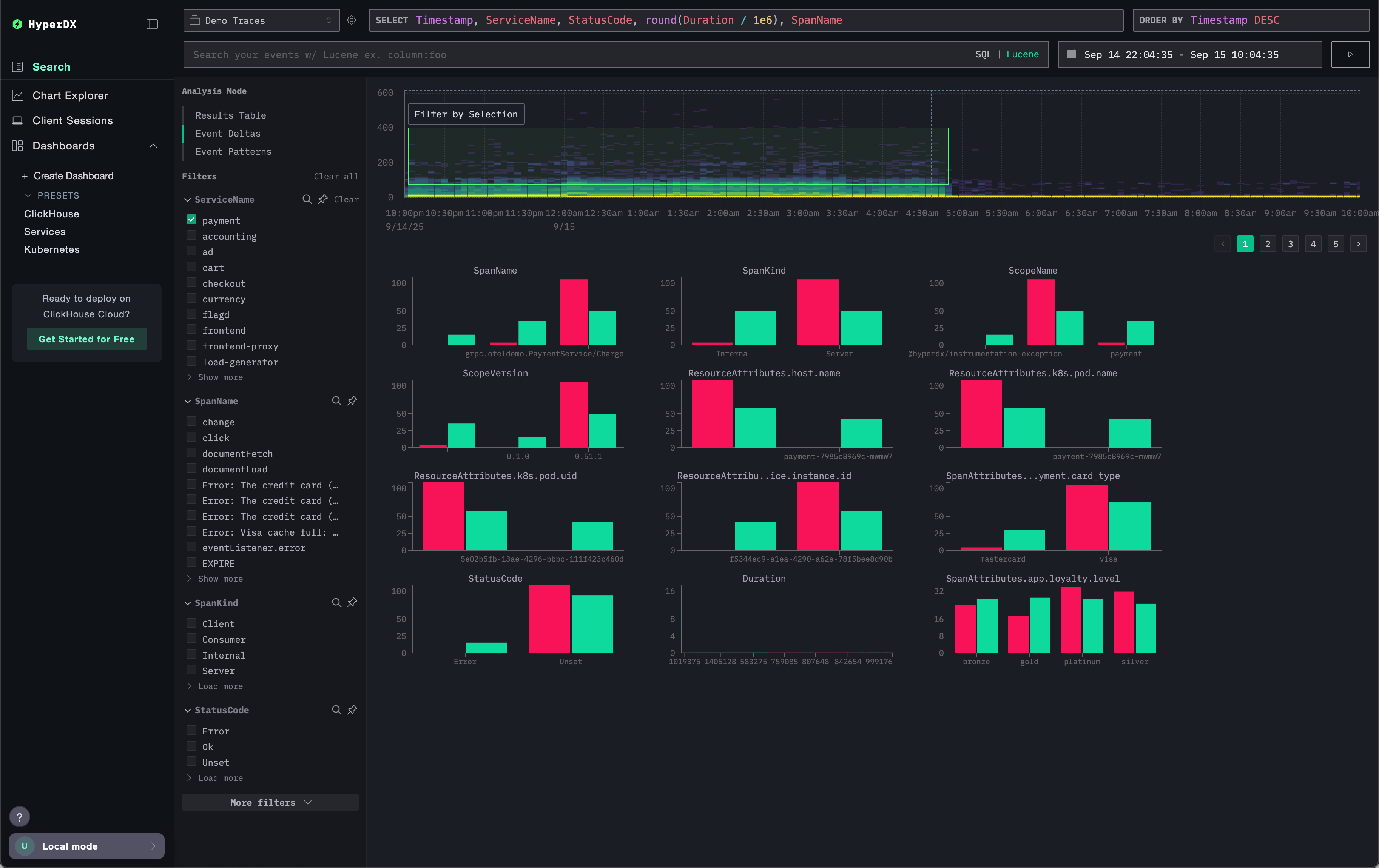선택된 Event deltas